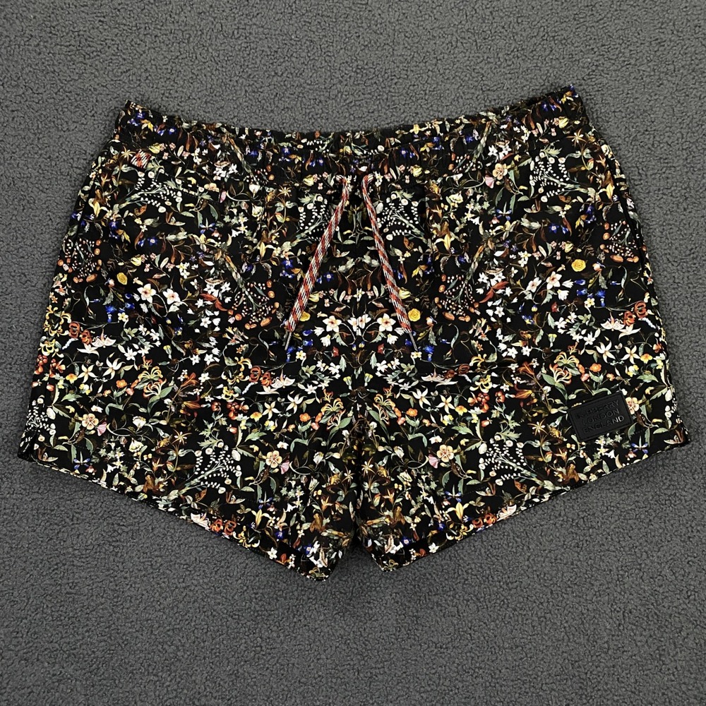 Burberry Swim Shorts Mens XL Floral Mesh Lined Drawstring Trunks Made in Italy